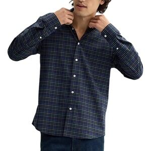Sonoma Navy Blue Plaid Long Sleeve Performance Button-Down Shirt Mens Large